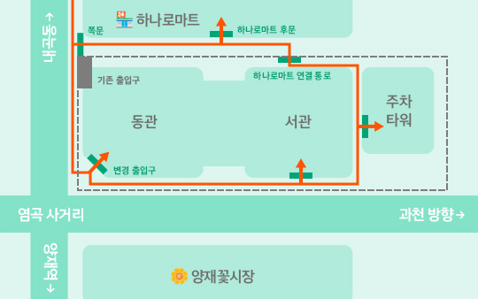 🚥 사옥 출입 동선 변경 상세 안내 (10/7 월 ~)